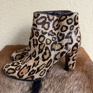 Sam Edelman 9.5 Salina Ankle Boots Calf Hair‎ Leopard Print Crepe Sole Mob Wild